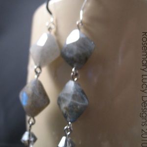 labradorite genuine Swarovski sterling earwire earrings.